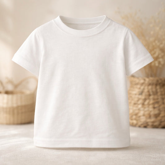 Organic cotton baby T-shirt in white minimalist baby clothing